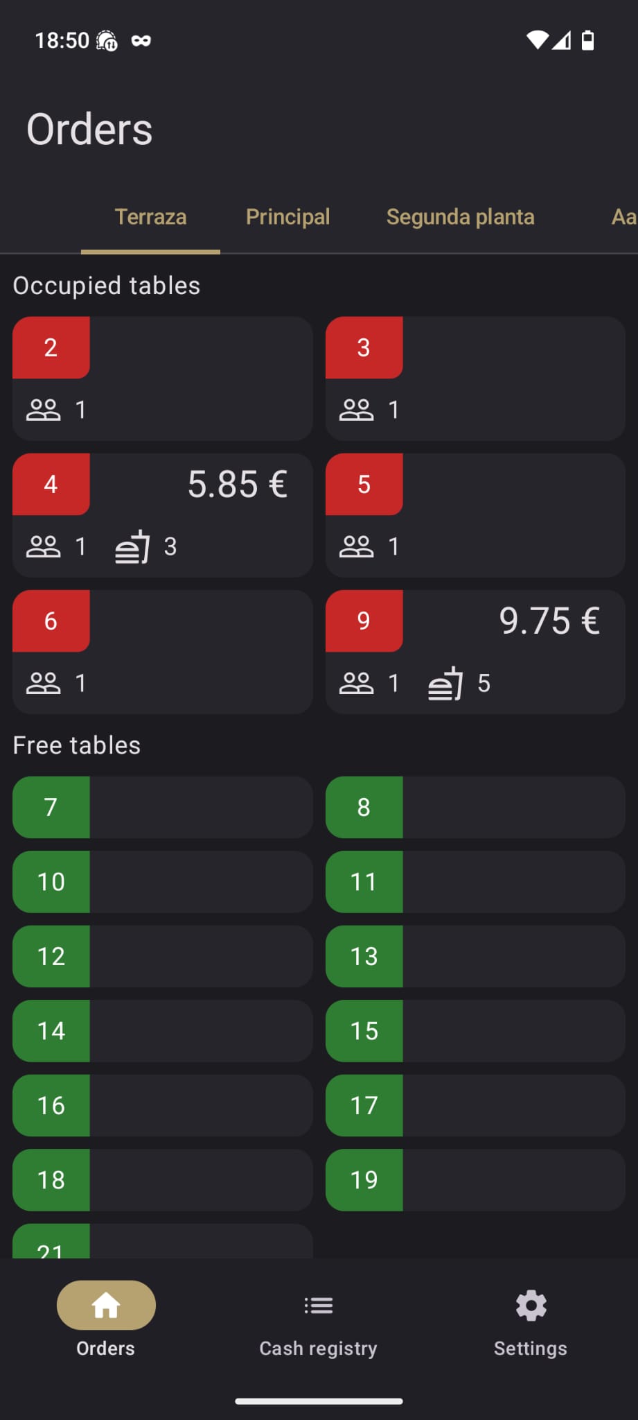 RestIA app interfaz - mesas